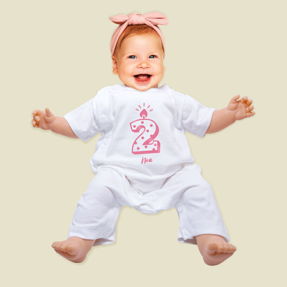 名入れ ロンパース 男の子 女の子 子供服 キッズ ベビー 赤ちゃん 2歳 数字キャンドル 2ヶ月 ナンバー..