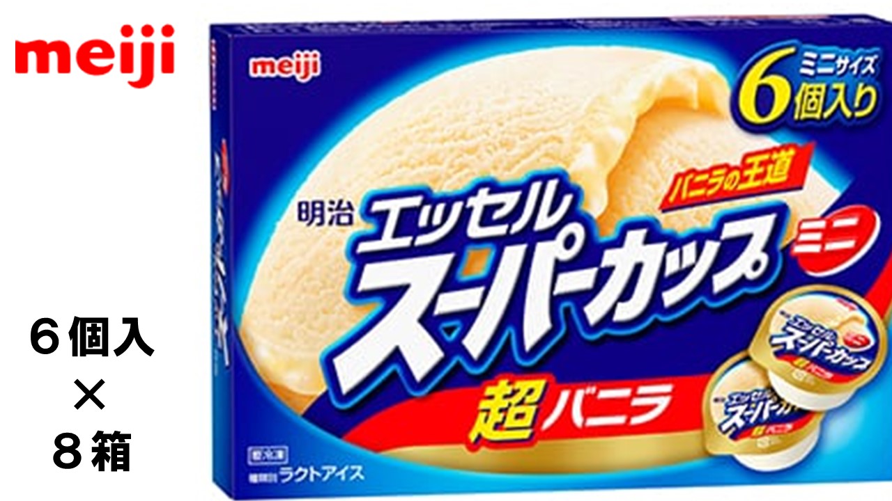 明治 エッセルスーパーカップミニ超バニラ 【90ml×6個】×8箱 アイスクリーム 送料無料（北海道 九州は除く沖縄 離島発送不可）