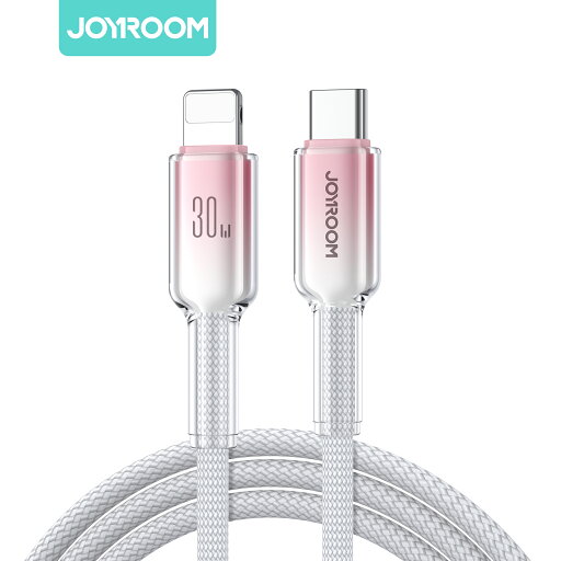 JOYROOM S-A42 クリスタルクリアシリーズ 急速充電データケーブル、Type-C - Lighting ケーブル、30W、長さ: 1.2m(ホワイト、ブラック) JOYROOM S-A42 クリスタルクリアシリーズ 急速充電データケーブル、Type-C - Lighting ケーブル、30W、長さ: 1.2m(ホワイト、ブラック)