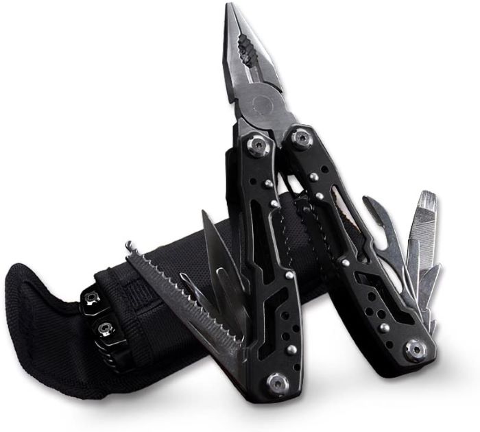 万能 マルチツール ドライバー 多機能 工具 日曜大工 DIY アウトドア 用品 キャンプ 雑貨 ペンチ のこぎり 缶切り ボトルオープナー ワイヤーカッター 収納ケース付 庭 ガーデニング 多機能ペンチ ギフト 防災 避難用(ブラック)通販格安セール情報 楽天 通販