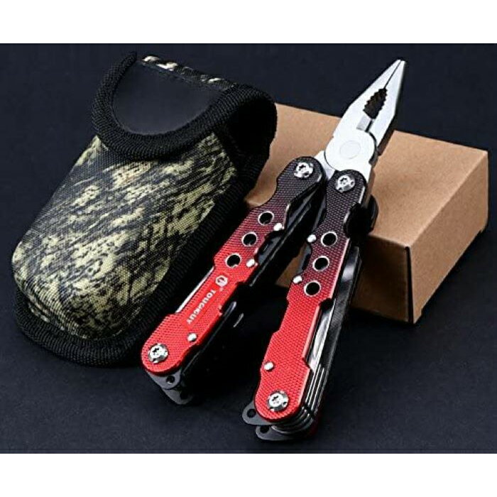 万能 マルチツール ドライバー 多機能 工具 日曜大工 DIY アウトドア 用品 キャンプ 雑貨 ペンチ のこぎり 缶切り ボトルオープナー ワイヤーカッター 収納ケース付 庭 ガーデニング 14-in-1 プライヤーガード型 万能ナイフ 多機能ペンチ 防災 山登り 釣り 避難用(レッド)通販格安セール情報 楽天 通販