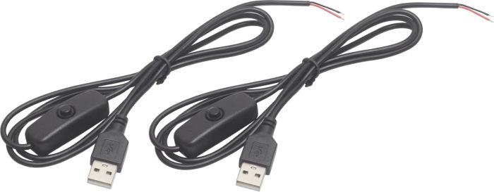 USBケーブル USB-A端子 スイッチ付 USB電源ケーブル 5V DC電源供給ケーブル 長さ1m 加工用 2線 配線 電..