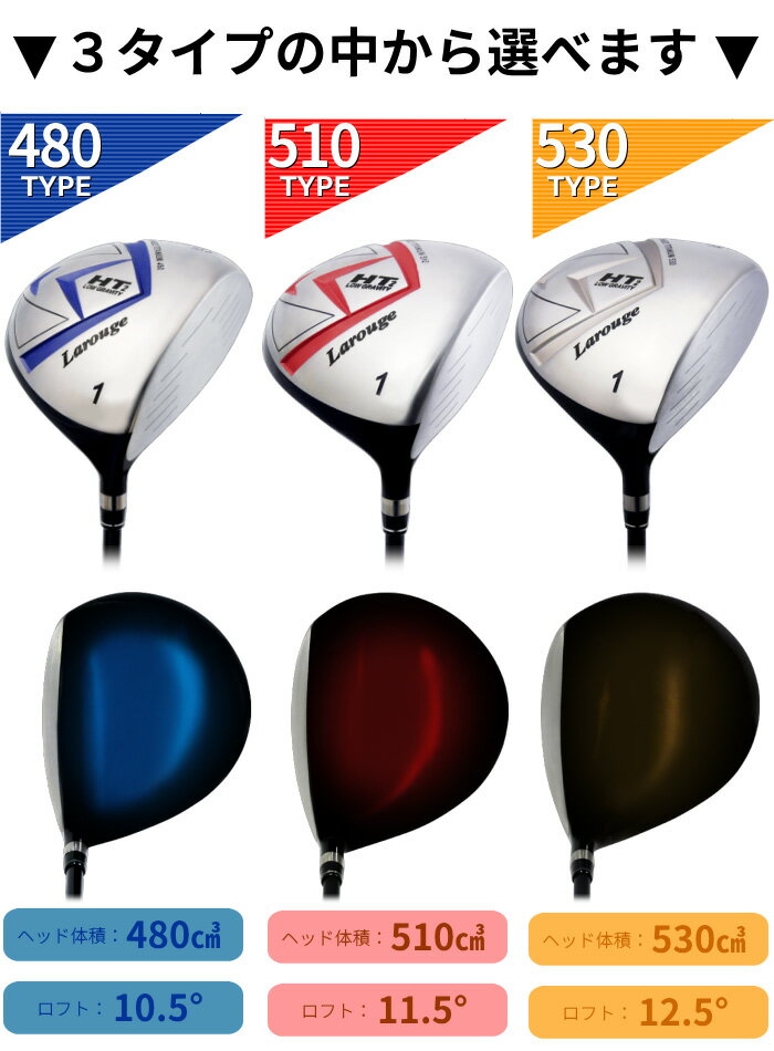 Larouge-HT オーバーサイズ カスタムドライバー選べるドデカヘッド×高反発フェース カスタム【高弾性カスタムシャフト】【1W】※