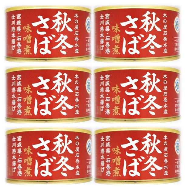 6缶セット 国産 秋 冬 サバ 味噌煮 1缶 固形量 110g 内容量 170g 木の屋 石巻水産 缶詰