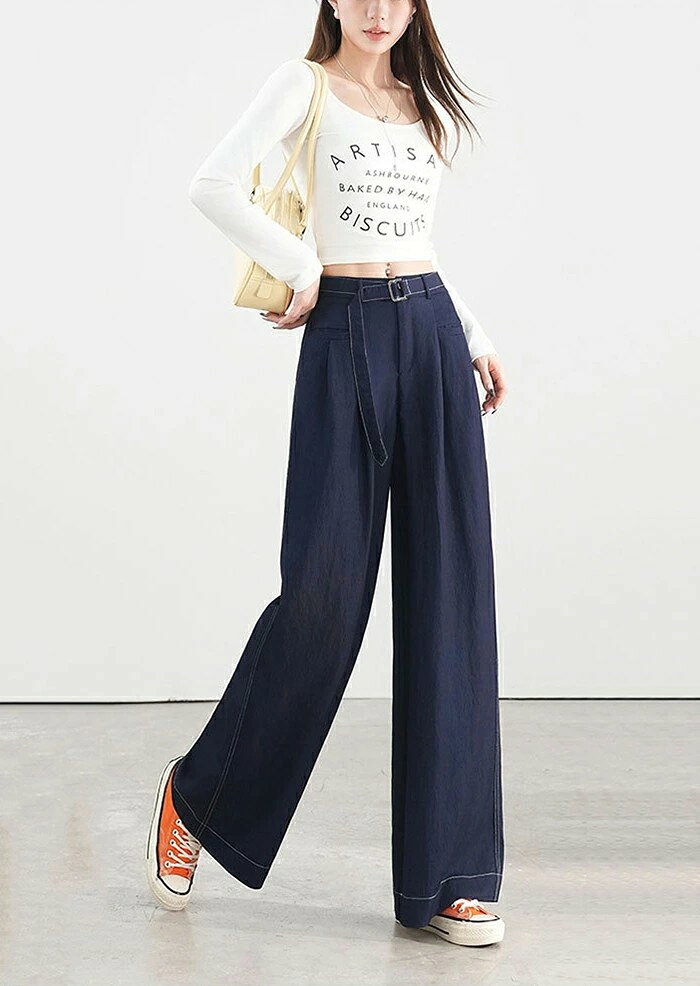 デニムワイドパンツ レディース ワイドパンツ ベルト付き デニムパンツ ロングパンツ 春秋 ジーンズ ロング ズボン ポケット 大きいサイズ 体型カバー ゆったり カジュアル きれいめ 着痩せ 可愛い モード 送料無料