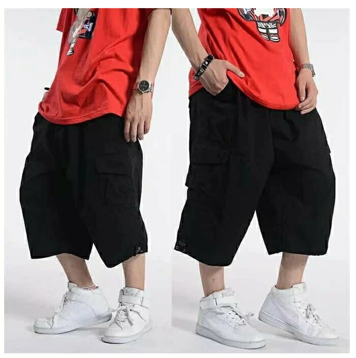 【送料無料】大きいサイズ クロップドパンツ 夏 短パン ゆったり 太め ミリタリー スポーツ 7分丈 カーゴパンツ ひざ下 メンズ ハーフパンツ