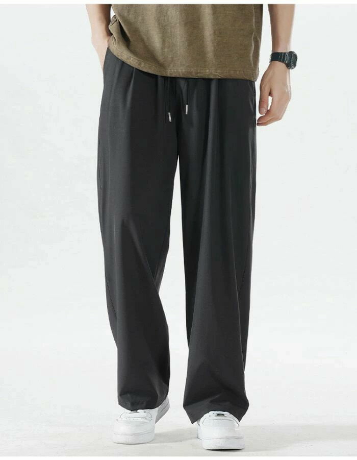 アイスシルクパンツ メンズ 冷感パンツ ロングパンツ スポーツパンツ 薄手 涼しい 大きいサイズ 調整紐 速乾×冷感 スポーツウェア 夏 薄手 冷感パンツ 速乾 軽いトレーニング アイスシルク カジュアルパンツ通気性 アイスシルクロングパンツ