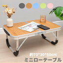 ローテーブル アウトドア テーブル 折りたたみ式 軽量 2つ折り 木目調 お花見 キャンプ バーベキュー ミニ シルバー コンパクト