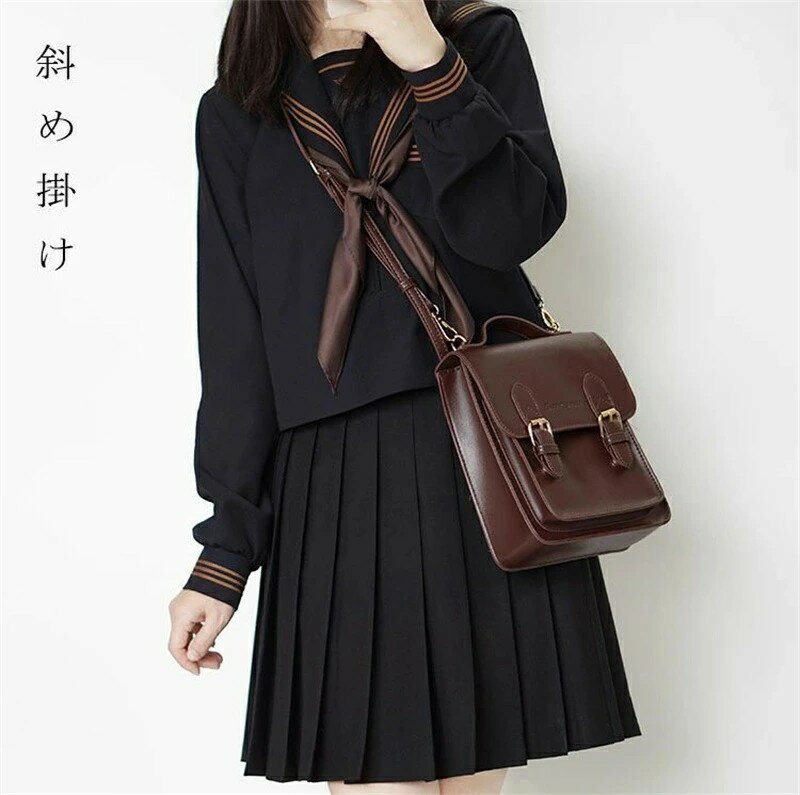 スクールバッグ 卒業式 JK制服バック 女の子 韓国 レディースバッグ 中学生 高校生 PU 合皮 ブラウン ..