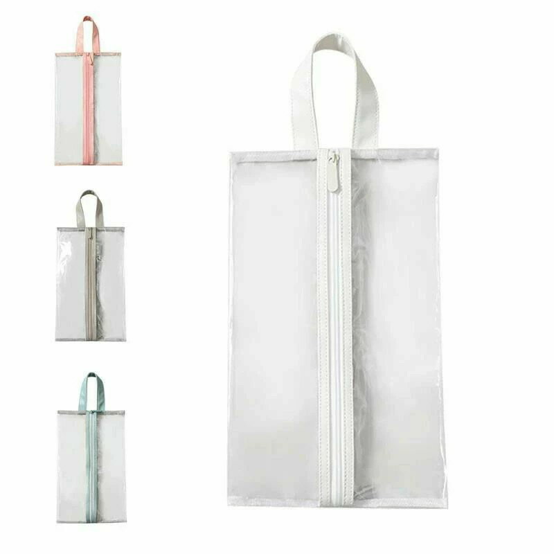 シューズバッグ 超軽量 防水 透明 ビニール 透明ポケット シューズ袋 上履き入れ 靴入れ 衣類入れ 収納バッグ 旅行 出張