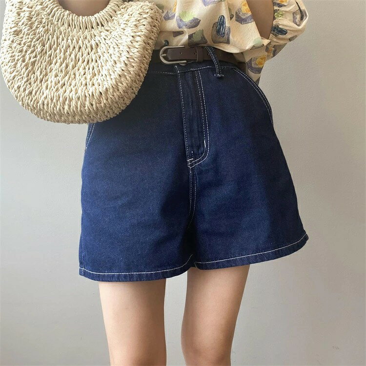 ショートパンツ デニムパンツ ハーフパンツ パンツ カジュアル ベルト付き 単品 薄手 無地 シンプル ショート丈 体型カバー 短パン ゆったり 女性用 可愛い ボトムス ズボン 大きいサイズ 夏新作 春服 夏服 送料無料