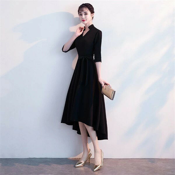 ドレス 大人 ピアノ発表会 ドレス 演奏会 フィッシュテール 結婚式 五分袖 大きいサイズ パーティードレス 袖あり ファスナー お呼ばれ 20代 30代 フォーマルドレス 大人 フィッシュテールドレス