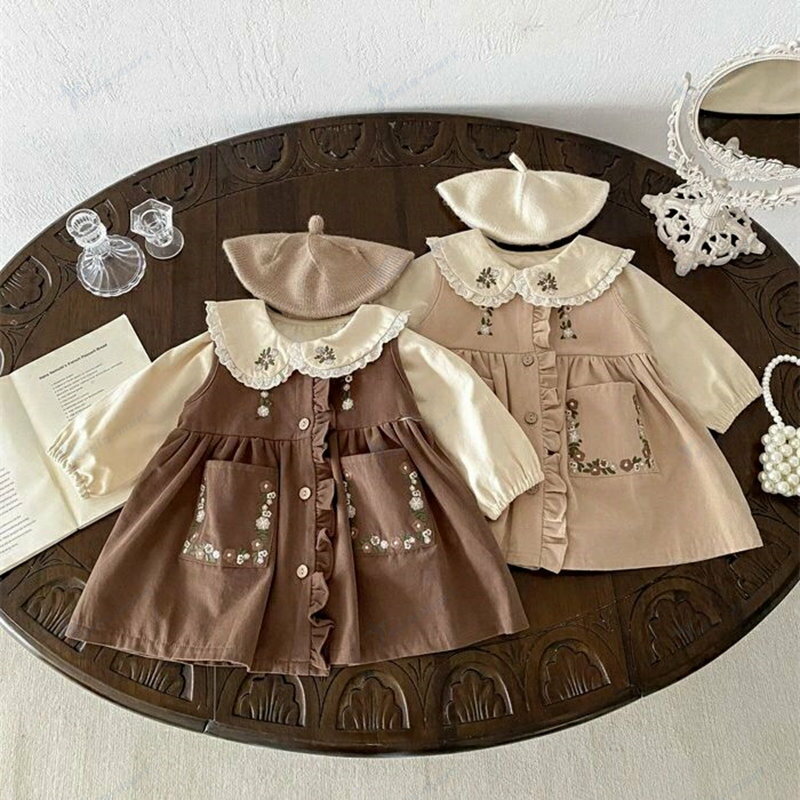 【送料無料】ベビードレス 女の子 2点セット ワンピース ブラウス 韓国子供服 春服 春 秋 秋物 セット..