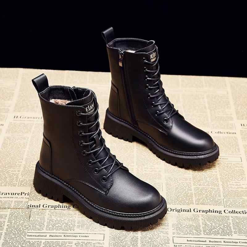 【送料無料】ファッション レディース シンプル 紐 裏起毛 英国風 ブーツ 保温 かわいい 韓国 冬 秋 ス..