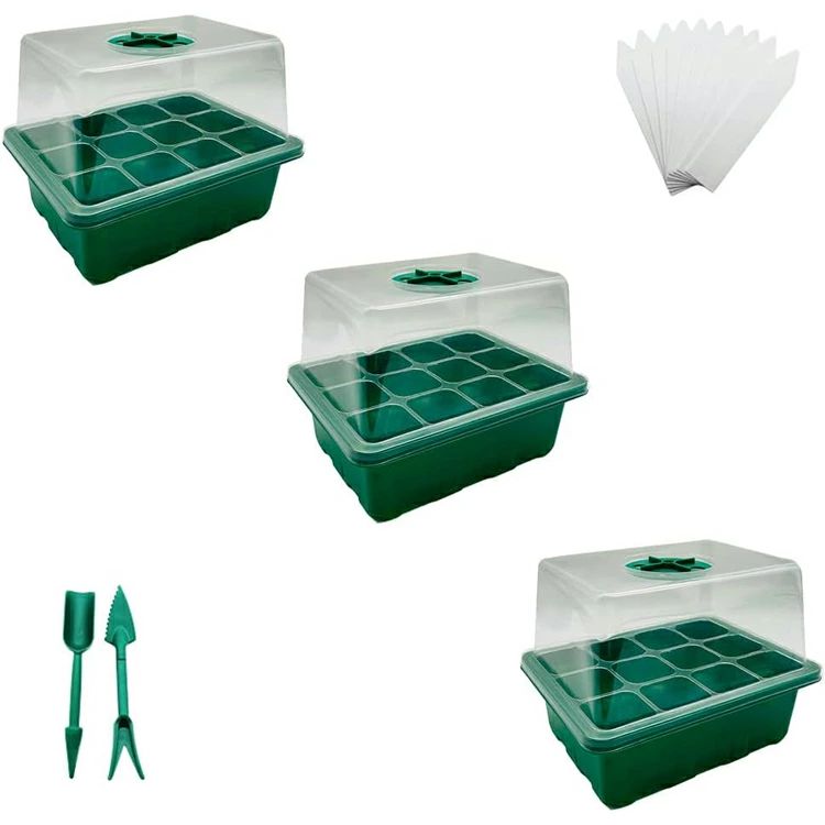 【送料無料】育苗ポット 3個セット 育苗トレイ 育苗箱 12穴 高くする透明カバー 種子トレイ 発芽・育苗セット 種まきハウス 苗箱 種まき器 育苗ボックス 便利性 耐久性 通気性 野菜栽培 多肉植物 家庭菜園 園芸/植栽/庭園 プラグトレイ