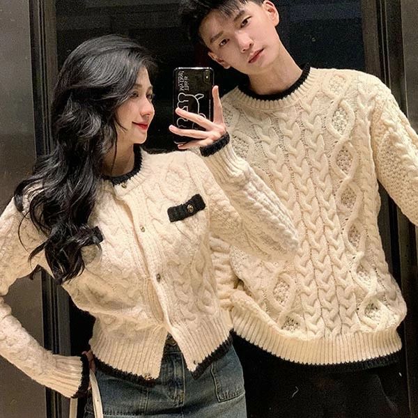 カーディガン セーター ペアルック メンズ レディース お祝い プレゼント クリスマス ニット ゆったり ベージュ 秋冬 カップル 恋人 親友 友達 姉妹 韓国 おしゃれ 可愛い 暖かい トップス 旅行 S M L XL 2XL 3XL Merry Christmas ea059t2t2d7