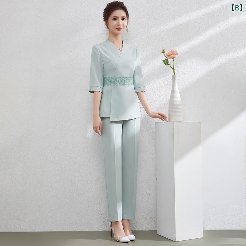 【送料無料】エステ ユニフォーム パンツ 美容院 フットバス 制服 レディース 夏 ...