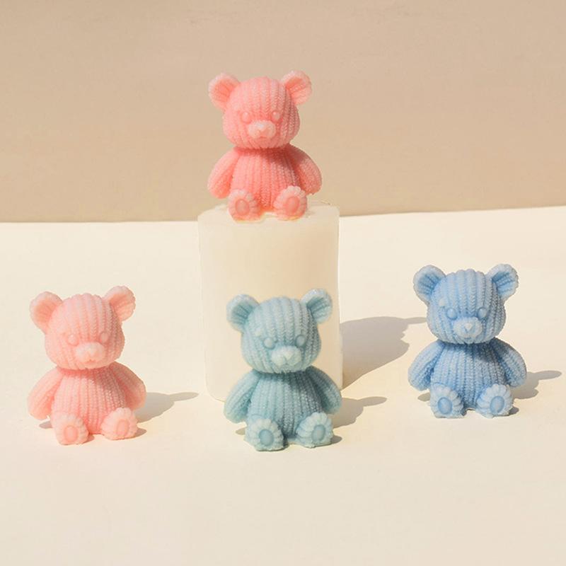 【送料無料】シリコンモールド かわいい ミニベア クマ型 DIY 手作り アロマキャンドル 石膏 氷 チョコ..
