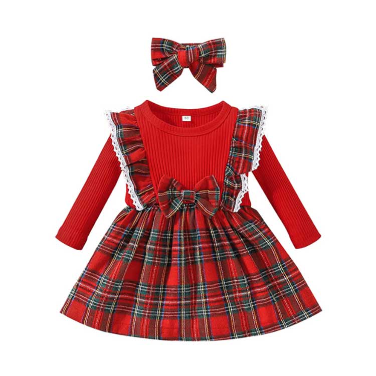 ベビー クリスマス ワンピース キッズ サンタドレス 赤ちゃん ヘアバンド付き 2点...