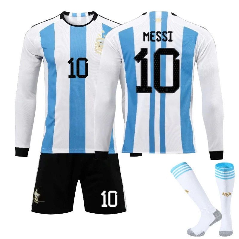 22-23 シーズン アルゼンチン ホーム 長袖 サッカー ユニフォーム 10番 メッシ レプリカ サッカー ユニフォーム 子供用・大人用