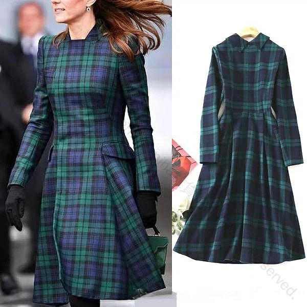 【送料無料】タータンチェックワンピース ひざ下丈 フレアスカート グリーン系 長袖 ほっそり効果大 20代30代40代50代60代 ミセス ファッション おしゃれ 着痩せ効果抜群 上品で女性らしいデザイン 通勤やお出かけに最適