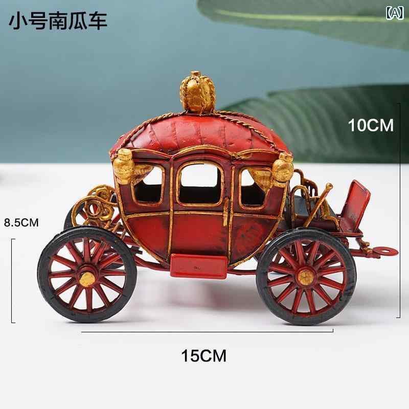 Rakuten - 【送料無料】置物 オーナメント 小物 おしゃれ 馬車 かぼちゃ 可動 鉄 ミニチュア 卓上 インテリア コレクション レトロ 赤 黒 リビング 居間 書斎 プレゼント 誕生日