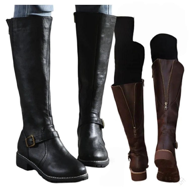 【送料無料】ふくらはぎ 甲高 幅広 筒周り ゆったり 大きいサイズ レディース ロングブーツ ジョッキーブーツ ブーツ 歩きやすい 疲れ..