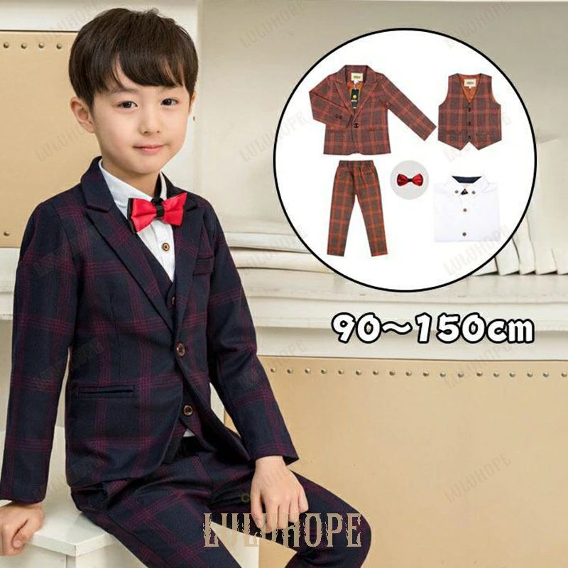 子供 男の子 フォーマル スーツ キッズスーツ チェック柄スーツ ベビー服 おしゃれ 七五三 結婚式 入学式 卒業式 結婚式 誕生日タキシード 子ども こども