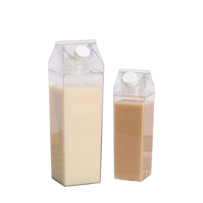 Other - 牛乳パック型 ドリンクボトル 牛乳瓶 ミルクボックス 透明 水筒 500ml 1000ml