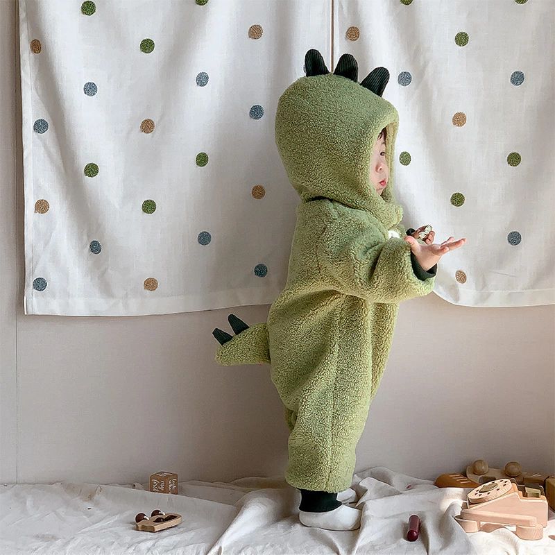 恐竜服 赤ちゃん服 ルームウエア パジャマ 男の子 子ども 冬 可愛い おしゃれ 新生児 ベビー キッズ 長袖 前開き 帽付 あったか ふわふわ もこもこ つなぎ服 連体服 寝巻き 部屋着 ルームウエア パジャマ 出産祝い お祝い クリスマス ギフト プレゼント