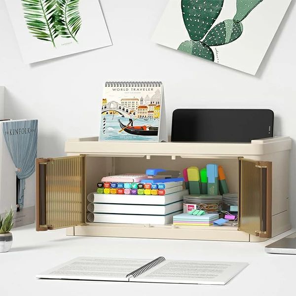 デスクオーガナイザー 卓上収納 オフィス整理と収納 蓋付き小型プラスチックコンテナ ミニ収納ボックス 折りたたみ式収納バスケット 整理整頓用収納ボックス 多機能 小物入れ 文房具 収納 デスク周り 整理整頓 使い勝手良いです