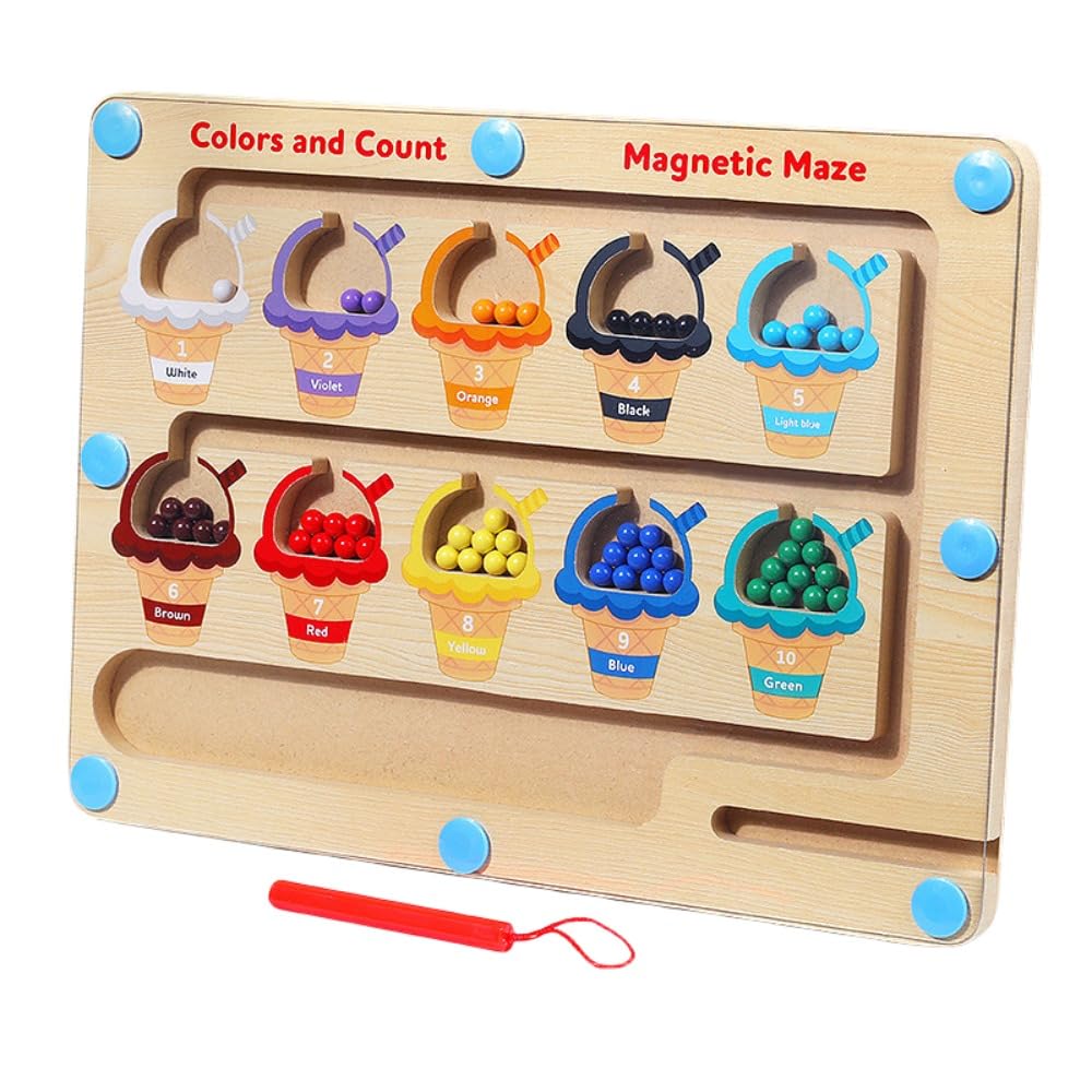 楽天スローネルモンテッソーリ おもちゃ 男の子 女の子 積み木 指先訓練 木のおもちゃ マッチングゲーム 早期開発 3 4 5 6 7 歳 誕生日 プレゼントランキング （アイスクリームの色分け迷路）