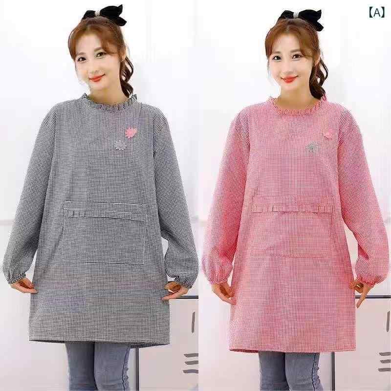 割烹着 レディース 長袖 コットン エプロン キッチン 家庭用 作業用 防汚 撥水加工 かわいい おしゃれ ..