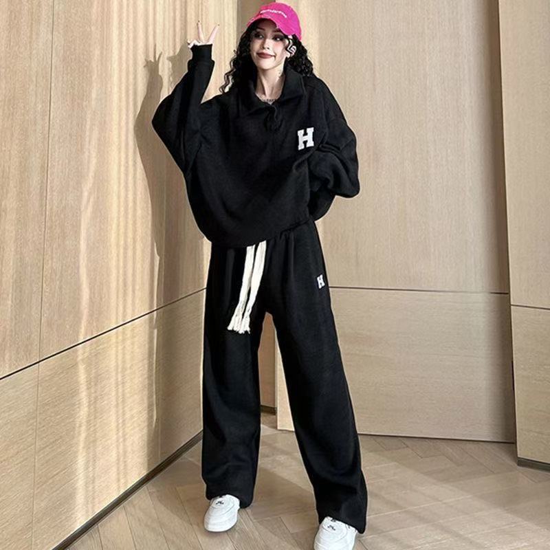 セットアップ レディース 上下セット 大きいサイズ スウェット 春 秋 長袖 スポーツウエア 上下 セットフード付き スポーツ 襟付き 無地 トップス+ズボン 2点セット スウェットパンツ ゆったり ビッグシルエット ヒップホップ 可愛い LSGA005(3色L-4XL)