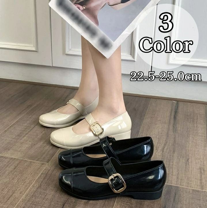 送料無料 パンプス ラウンドトゥ レディース きれいめ 女性 婦人 ローヒール ストラップ レインシュー..