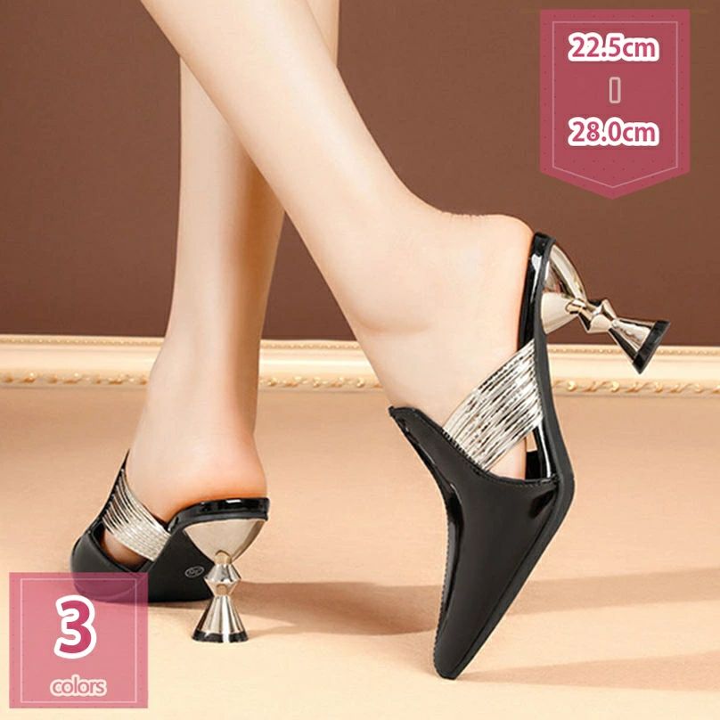 ハイヒール ミュール サンダル 甲深 レディース 美脚 ポインテッドトゥ ピンヒール 8CM 小さいサイズ パンプス 痛くない 歩きやすい 疲れない 履きやすい カジュアル パーティ 通勤 ストラップ サボ つっかけ パーティー 日常 holosbird-goods1