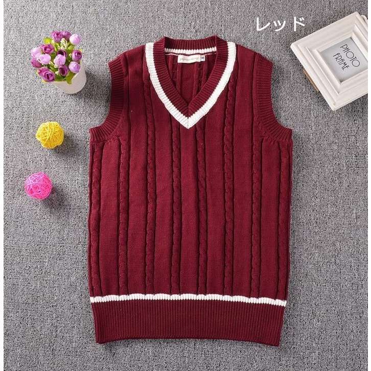 送料無料 キュート制服 ニットベストノースリーブ スクールベストシンプル 無地 ゆったり 高校生制服 スクールセーター ニット vネック セーター オールシーズン 学生制服
