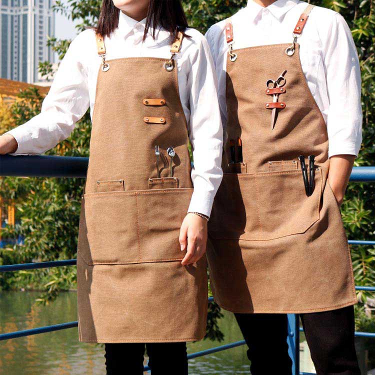 キャンバス 美容師 シェフ 作業用 職人 エプロン 前掛け カフェエプロン バー ガーデニング メンズエプロン 作業用 ストラップ調整可能 エプロン