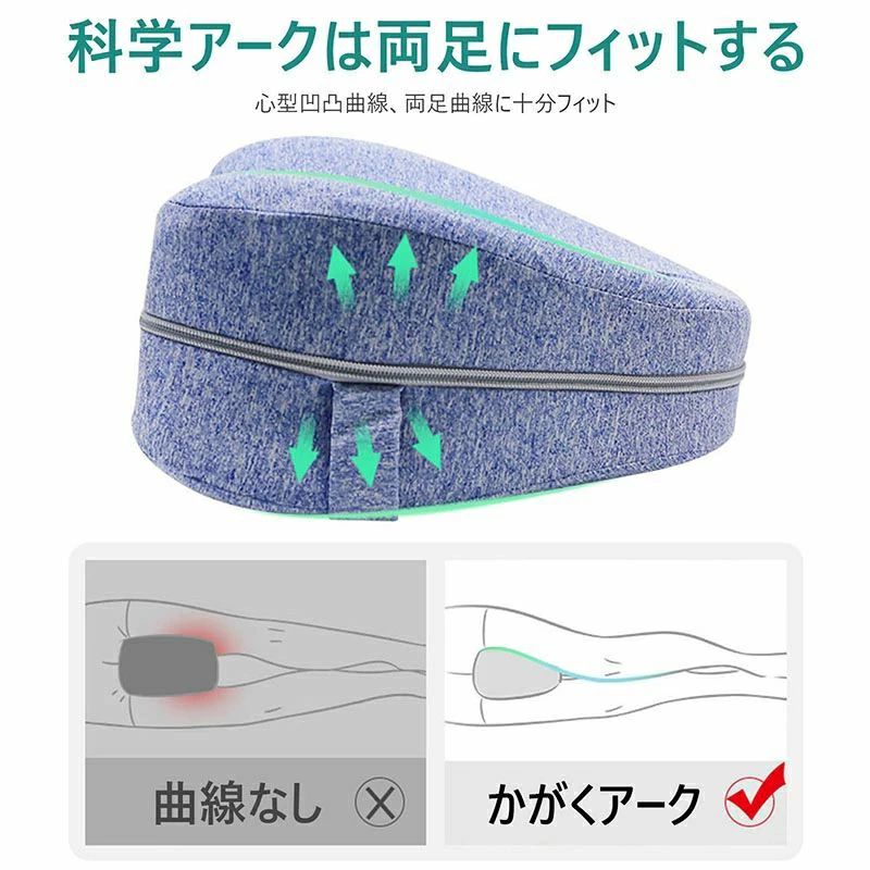 足枕 膝枕 就寝用 股関節痛と坐骨神経痛 膝クッション をらげするスムーズスパイン枕 質の高い睡眠 低反発膝枕 横向き膝枕寝用 補助枕 カバー洗濯可能