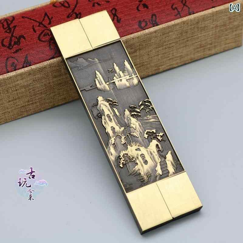 文鎮 おしゃれ 真鍮 330g 145cm 2点セット 魚 花 馬 レリーフ 書道 絵画 写経 文房具 インテリア コレクション アンティーク調 チャイナ風 プ...