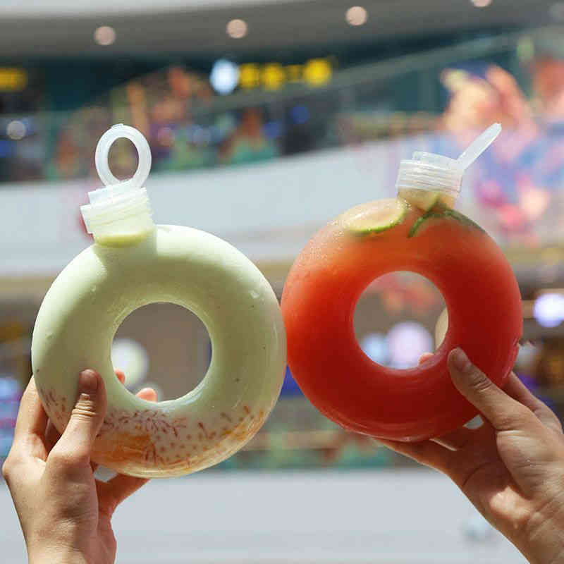 Other - 送料無料 ドーナツ かわいい おもしろ タピオカドリンク クリアボトル プラボトル プラスチックボトル PETボトル 紙カップ アップルフタ付き 10個 テイクアウトタピオカカップ