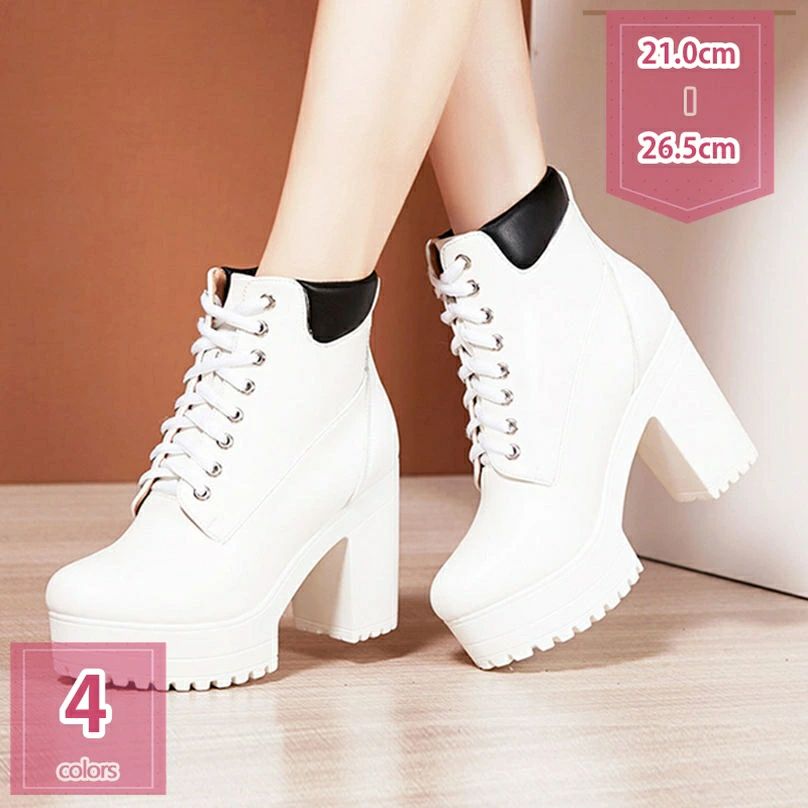 レディース ブーツ 編み上げ 厚底ブーツ 袴用 編み上げ レディース ウォーキングシューズ ハイヒール チャンキーヒール ショートブーツ レースアップ 小さいサイズ 大きいサイズ コスプレ用 ダンス holosbird-goods1