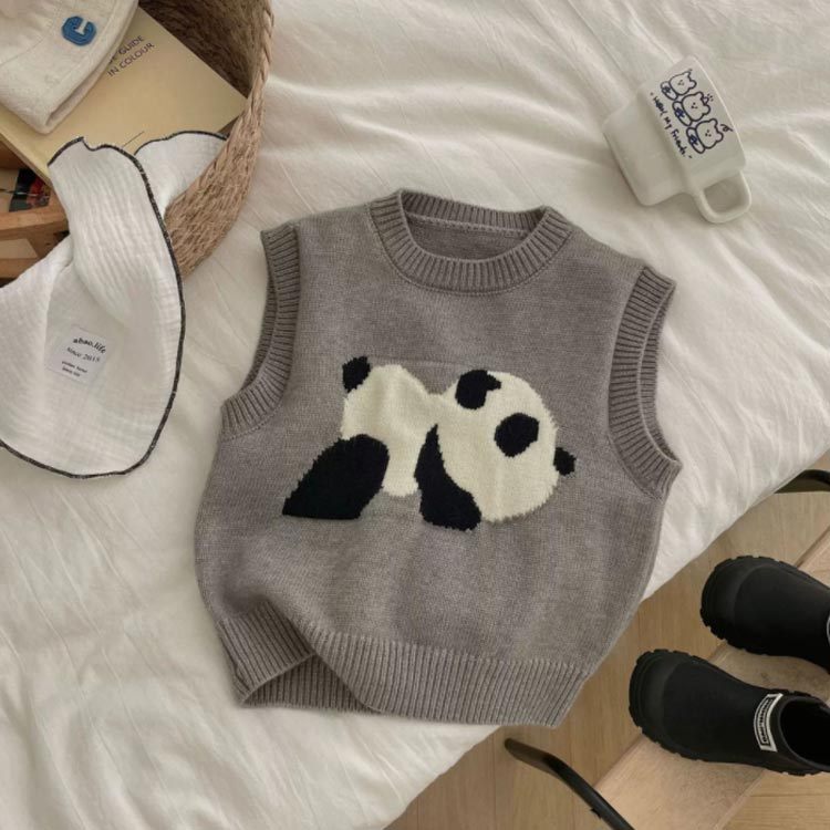 パンダ パンダちゃん ニット セーター ベスト ベビー キッズ ベビー服 トップス ニ...