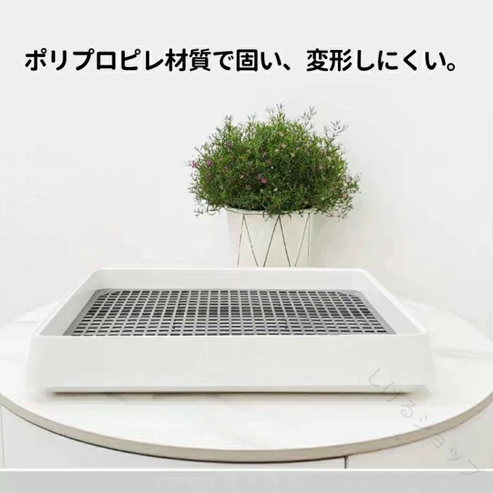 スローネルの無地 四角形 ウサギトイレ メッシュスノコ付き トイレットペーパー チンチラ 大きい（L）使いやすい設計で清潔キープ ウサギ用品 トイレットティシュー トイレスタンプ トレー 飼育ケージ内装用 フラットトイレ｜アングル2