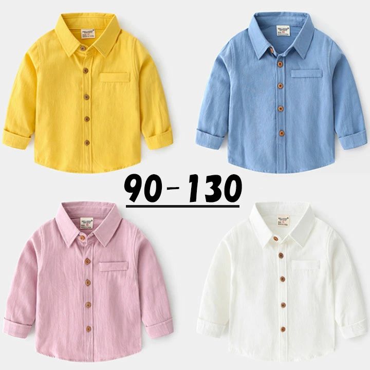 【送料無料】シャツ キッズ フォーマル 女の子 男の子 無地 ブラウス 長袖 春 秋 入学式 卒業式 小学生 キッズ衣装 子供服 ブルー ホワイト ピンク イエロー
