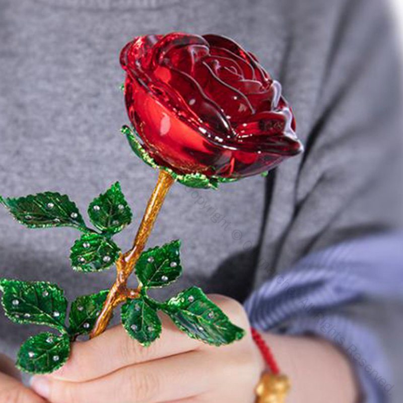 薔薇 クリスタルガラス 造花 インテリア 花瓶付き 赤いバラ 結婚記念日 妻 プレゼ...