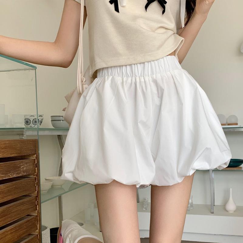 Other - バルーン ショートパンツ 大人 レディース 大きいサイズ 韓国 ウエストゴム 伸縮性 ポケット 夏 薄手 セット カジュアル シンプル 無地 おしゃれ 白 黒