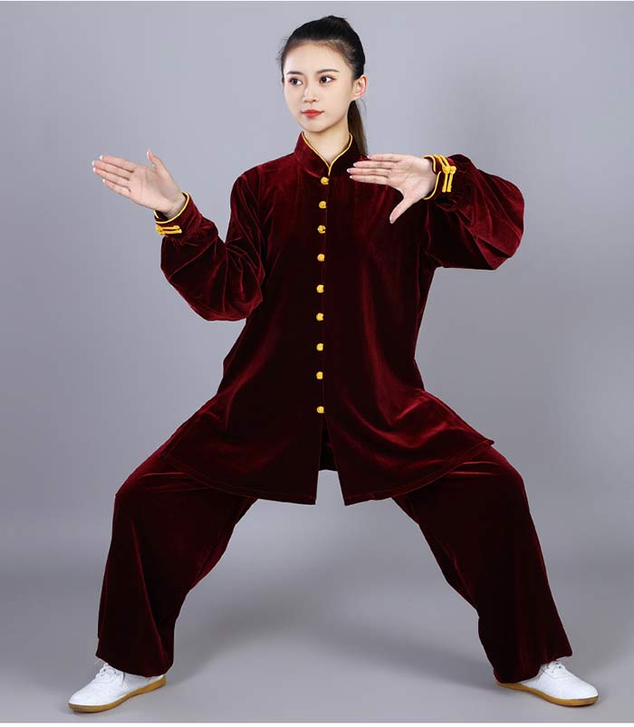 スローネルの太極拳 服 太極拳 ウェア 秋 冬 厚手 セットアップ 上下2点セット 太極拳服 男女兼用 カンフー服 演武用服 表演服 練習着 朝練 拳法 長袖トップス 長ズボン 動きやすい 男女兼用 送料無料｜アングル3