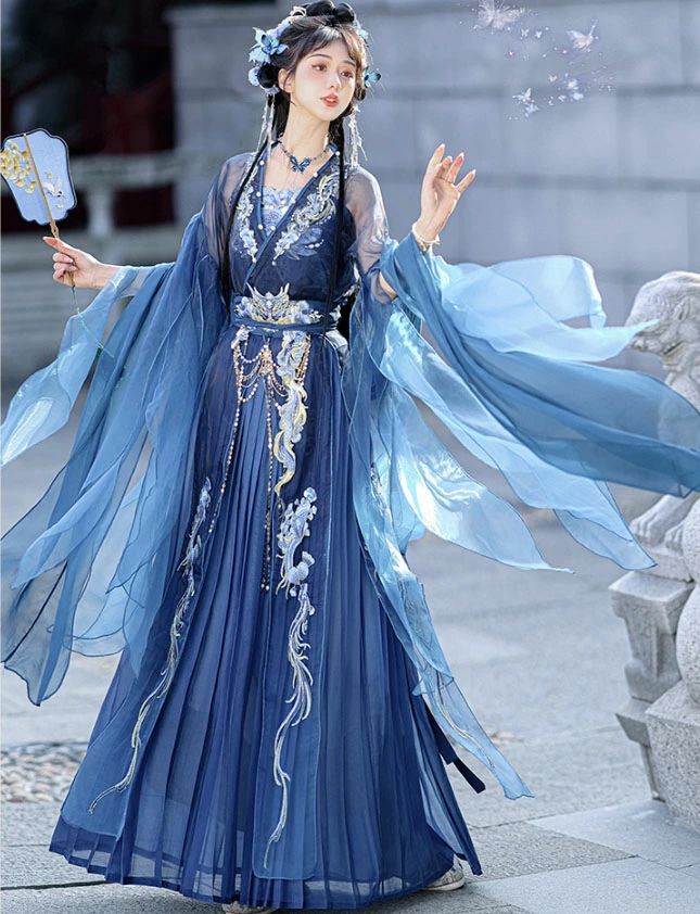 漢服 コスプレ衣装 女性 広袖の羽織カバー単品購入可能 レディース 中国古代服装 皇后 貴妃 お姫様 女王 中華コスチューム ダークブルー 中華風 海 龍 竜宮 竜王 コスプレ ウエストチェーン付き 刺繍 華やか チャイナ服 ハロウィン 文化祭 七夕 華流 コスプレ 衣装S M L XL