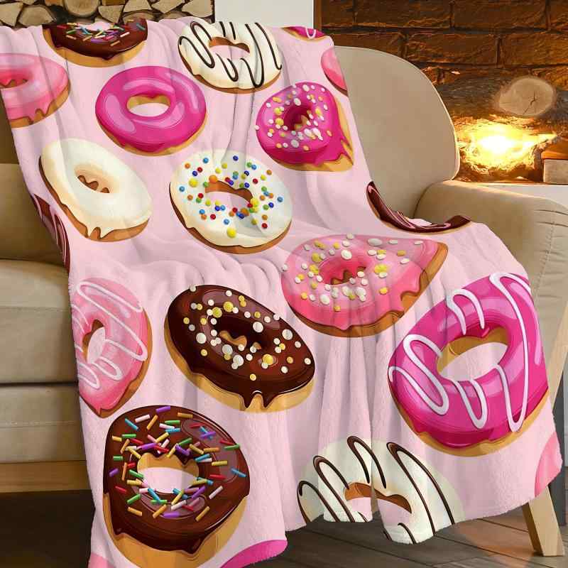 【送料無料】ブランケット 毛布 女性用 フランネル ドーナツ キャラクター ピンク ...